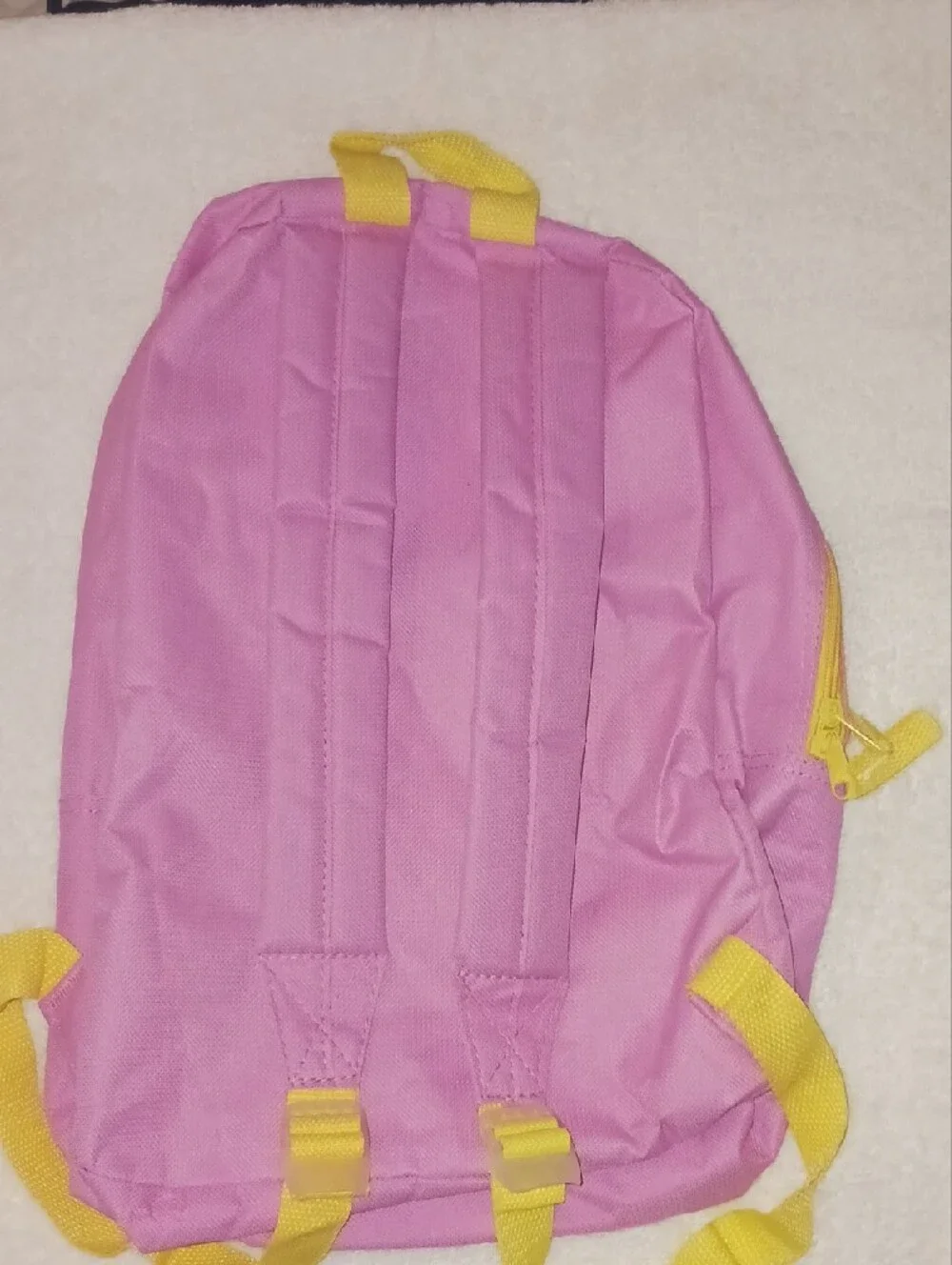 Kids Pink Heart-Print Backpack with Yellow Trim